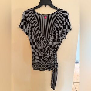 Vince Camuto Black and White Striped Tie-Front Blouse